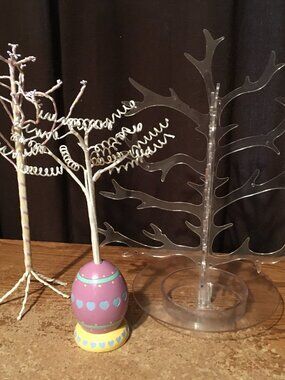 LOT OF 3 AMSCAN PLASTIC ACRYLIC 12” MONEY TREE EASTER EGG ROPE TREE